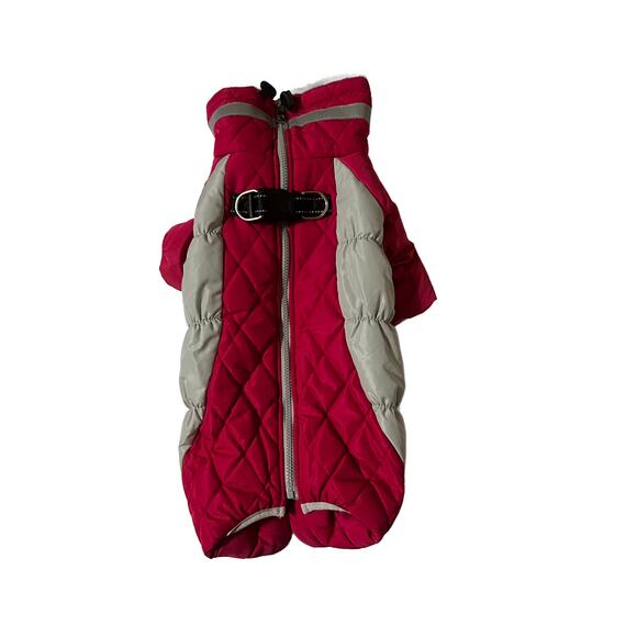 NWOT Pink/Gray Fleece Lined Dog Zippered Jacket Size Large - Picture 1 of 5